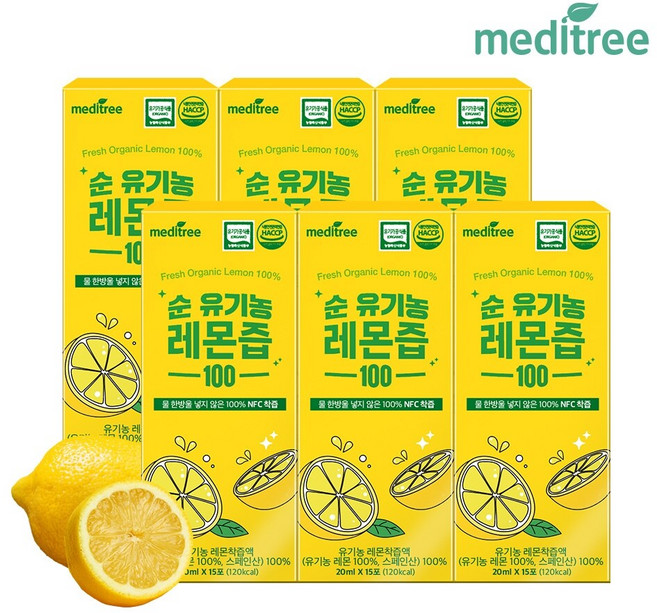 순 유기농 레몬즙 100 레몬수 6박스(90포), 300ml, 6박스