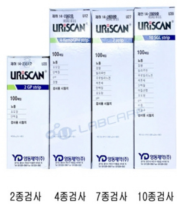 영동제약 소변검사 스틱 키트 소변검사지 당뇨 단백뇨 혈뇨 검사 유린스캔 100매, 1개