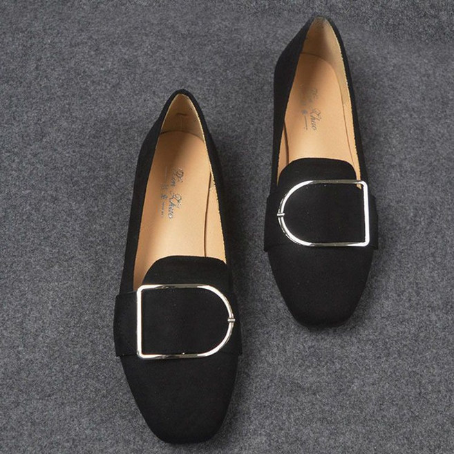 Neirny 여성 빅사이즈 플랫로퍼 봄가을 미끄럼방지 스퀘어 단화 빈티지 데일리 패션 통굽 슬립온 단화