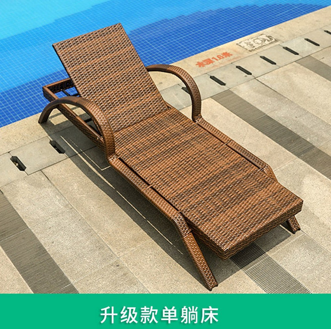 라탄 썬베드 수영장 비치의자 쇼파 호텔 테라스 야외, 5.업그레이드 싱글 침대