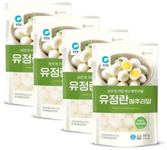 청정원 유정란 깐 메추리알, 4개, 300g