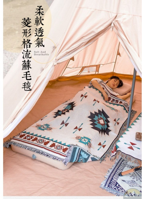 【露營幫】蘇克雷編織毯 民族風蓋毯 野餐毯 露營墊 掛毯 流蘇毯, 90 x 180 cm