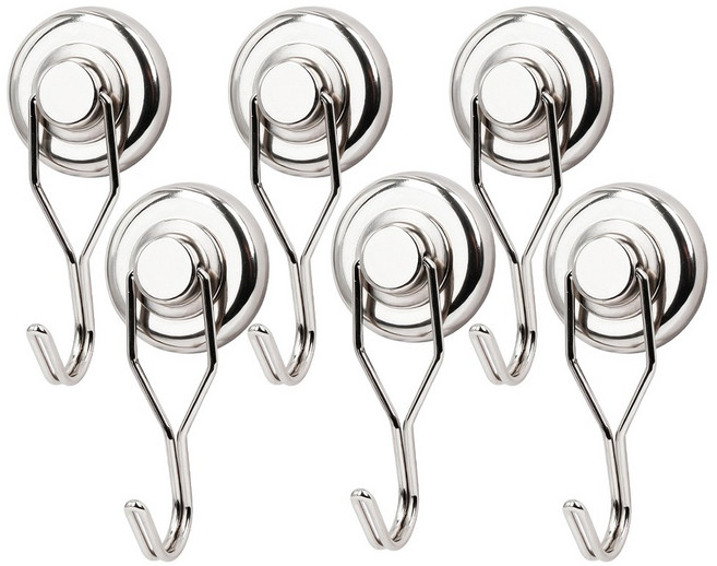 Jianwen회전식 강력자석후크, 6개, 32mmSilvery