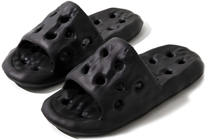 뉴앤리 푹신한 EVA 물빠짐 미끄럼방지 욕실화, 블랙, 1개