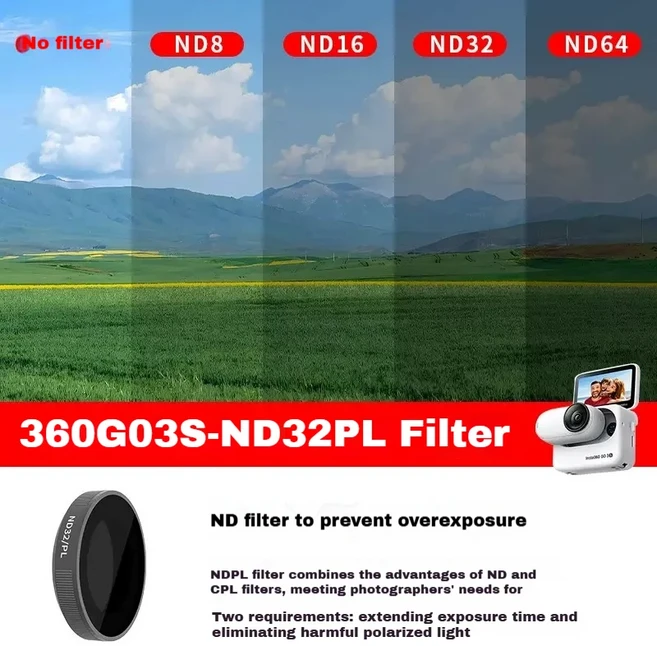 Insta360 GO 3S 액션 카메라 필터 세트용 광학 유리 렌즈 강력한 보호 UV/CPL/ND8/16/32/64 액세서리, 03 ND32