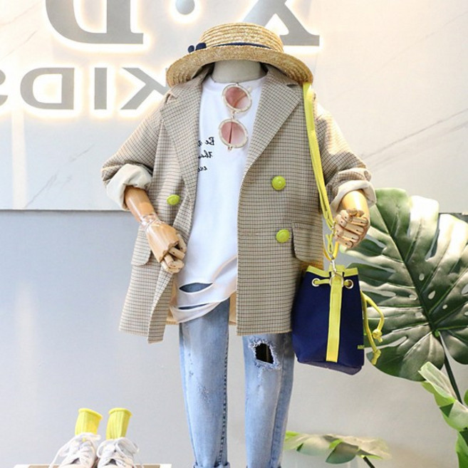 까꿍맘 봄.가을신상 /더블체크자켓 남아.여아 공용 아동 남아 여아 키즈 유아 가을코트 체크 자켓 코트