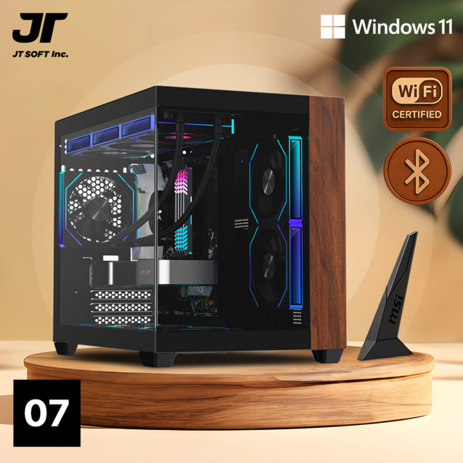 제이티 우드감성PC l WOODISM (무선), WIN11 Home, 1TB, 32GB, 지포스 RTX 5060 Ti, [AMD] 라이젠7  9700X