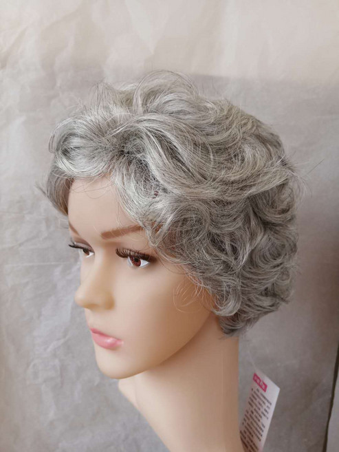 흰머리가발 중년 할머니 백발 할매 곱슬머리 공연 뽀글머리 코스프레 통가발 분장 노인 연극, 1개