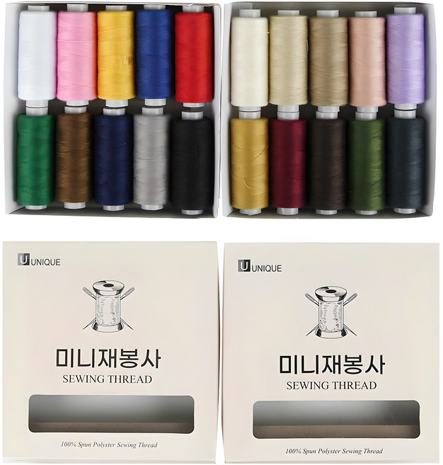 유니크타임 미니재봉사 실 세트, A Type + B Type, 1세트