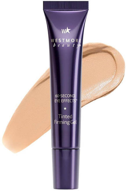 Westmore Beauty 60 Second Effects 틴티드 퍼밍 젤 - 붓기와 눈 밑 부기용 언더 아이 크림 20mL 미디엄에서 딥 0.68 Fl Oz
