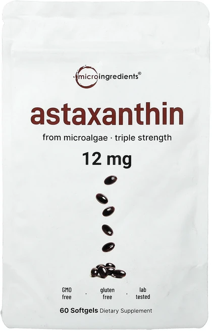 메이커제품입니다 Micro Ingredients 아스타잔틴 12mg 소프트젤 60정 좋은효과를 보실수있습니다, 1개 - 쿠팡