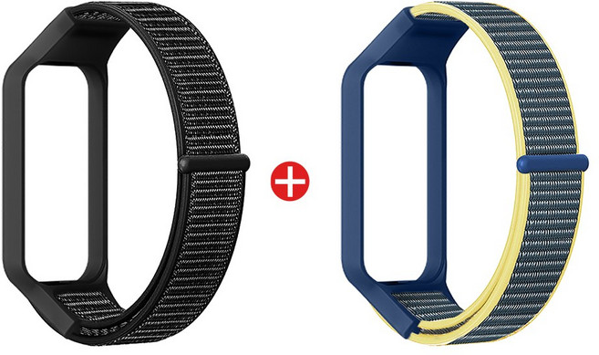 두스피릿 샤오미 미밴드8 액티브 호환 스포츠 루프 시계줄 (2P), 블랙+인디고블루, 1개