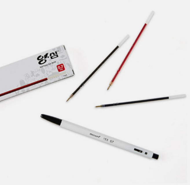 국산펜 국산브랜드 볼펜 싸인펜 형광펜 리필심 보드마카 낱개 펜 샤프 지우개 샤프심, 영심12개입 블루