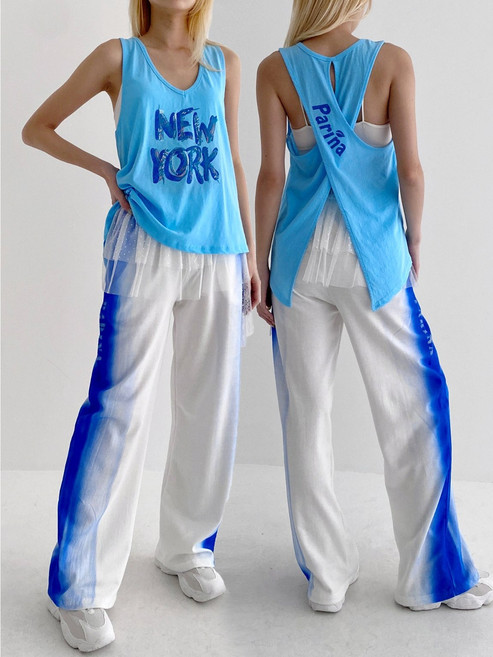 패리나제작 형광네온나시+바지상하세트 단체복 무대복 공연의상 케이팝 커버댄스 아이돌패션 치어리더복 방송댄스복 에어로빅 줌바댄스복 줌바웨어 줌바닷컴, 뉴욕나시블루세트