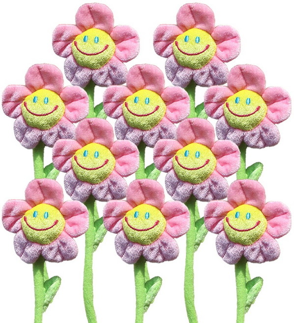 메니폭스 스마일 꽃 인형, 연분홍, 10개, 32cm
