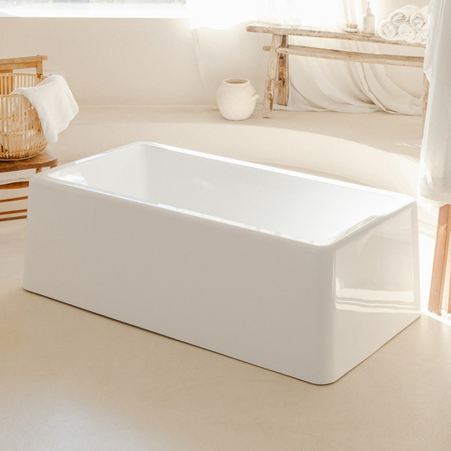 [욕조전문/국내산] 퍼스파 솔리드 위생기기전용 아크릴 프리스탠딩 일체형 이동식욕조 반신욕 간이욕조, 1200 X 750 X 500, 1개, 화이트