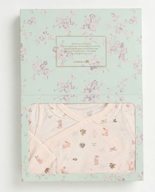 [백화점 정품] 밍크뮤 리본루루뱀부 배내바디슈트 선물포장 출산선물