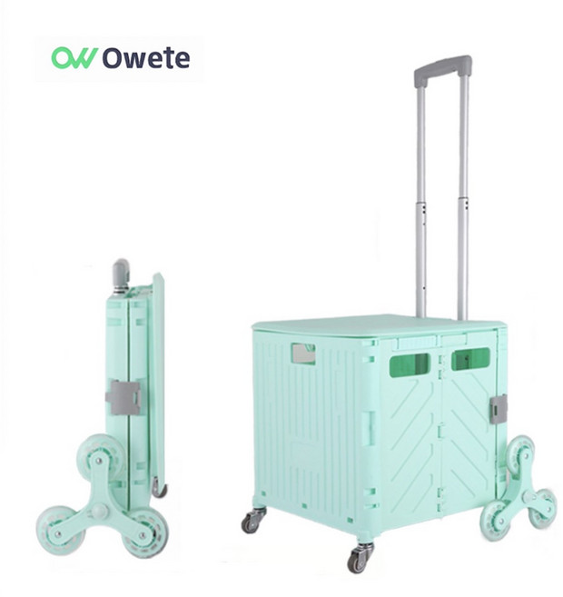 OWETE 다용도 일체형 접이식 카트 쇼핑카트 장바구니캐리어 캠핑웨건 8바퀴/4바퀴 계단 시장 카트, 1개, 녹색