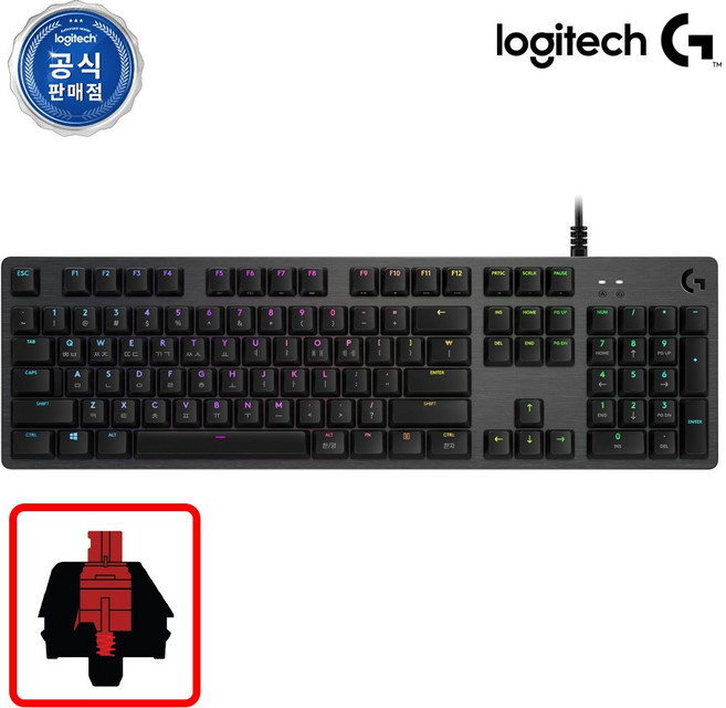 로지텍 기계식 게이밍 유선 일반형 키보드 Y-U0034, G512 GX, 리니어 레드축