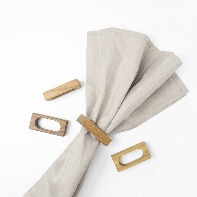 리스탠다드 티크 우드 냅킨링 테이블세팅 냅킨홀더, 티크 냅킨링, 1개, 1개