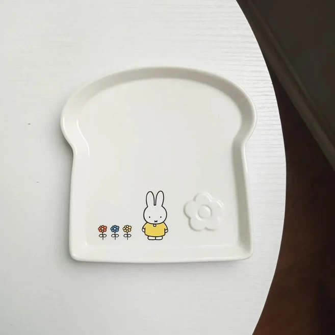 미피 토끼 세라믹 접시 애니메이션 귀여운 만화 크리 에이 티브 간단한 토스트 모양 카와이 야채 접시 피크, 07 Miffy-C