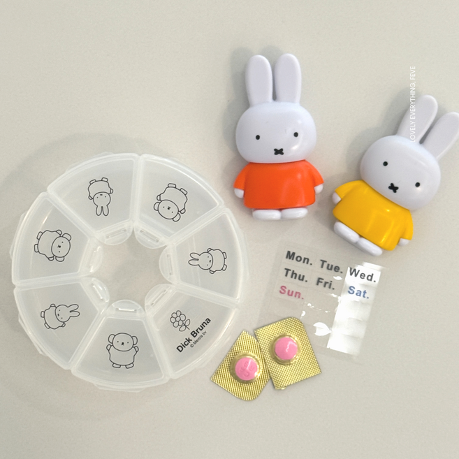 일본정품 미피 DICK BRUNA 소분 약 영양제 케이스 2종택1, 1개, 원형7칸