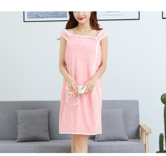 리카 여성 리본 샤워가운 골프가운, 포켓핑크, 1개