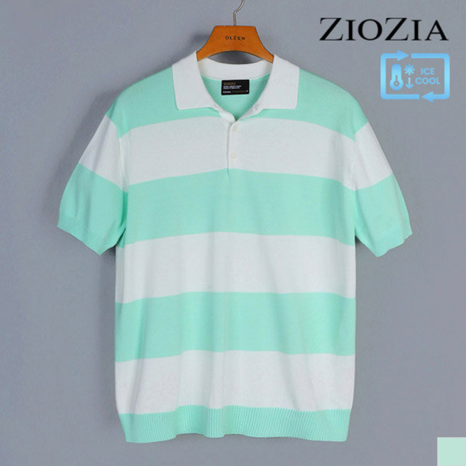 지오지아 스트라이프 블록 카라 니트 AAC2ET1103