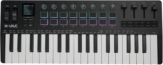 M-VAVE SMK-37 PRO USB MIDI 컨트롤러 (16개 RGB 패드 및 8개 노브 포함)는 Windows Mac iOS Android에서, 03 white and black