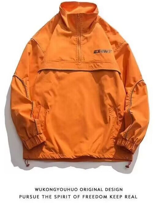 캐주얼 남성 반집업 바람믹이 빅사이즈 루즈핏 남자 하이넥 풀오버 자켓 트렌디 남성 아노락 바람막이 CJJ