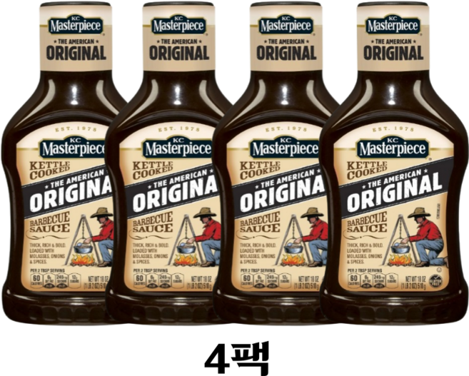 KC 마스터피스 오리지널 바베큐 소스 KC Masterpiece Original Barbecue Sauce, 510g, 4개