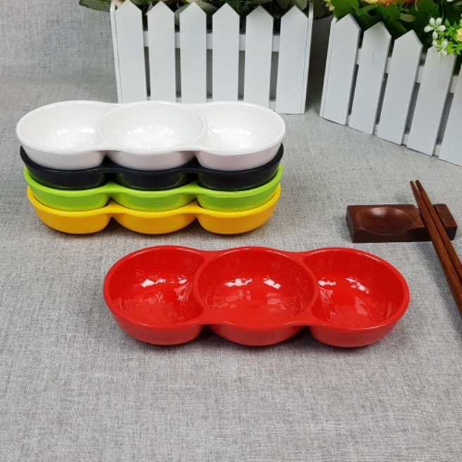 컬러 멜라민 딤플 원 3칸 종지 G-5021 빨강 BB 소스볼 양념, 컬러멜라민 딤플원3칸종지G-5021, 1개