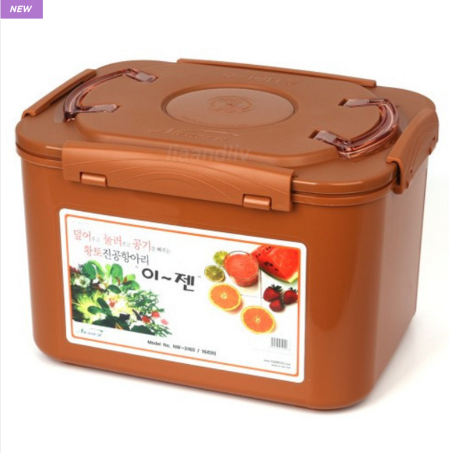 나우리 이젠 황토 사각 진공항아리 김치통, 16L, 1개