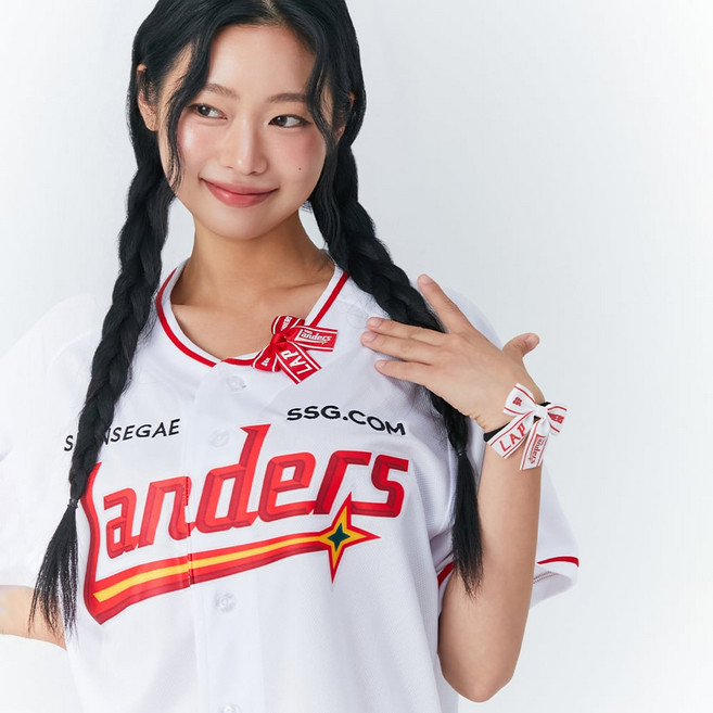 랩 LAP x KBO SSG랜더스(홈) 미니 리본핀 AR7GA363, 1개, 화이트