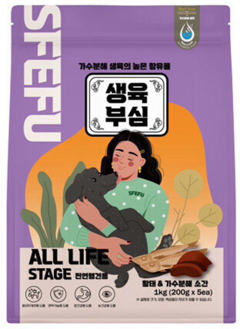 생육부심 황태 가수분해 소간 강아지사료, 1개, 1kg, 제품별 상이