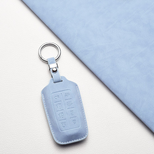 제네시스 차량용 키커버 (G70/EQ900/G80/G90/GV70/GV80 호환) - 고급 양가죽 내구성, 제네시스 B8 타입(8버튼), 하늘