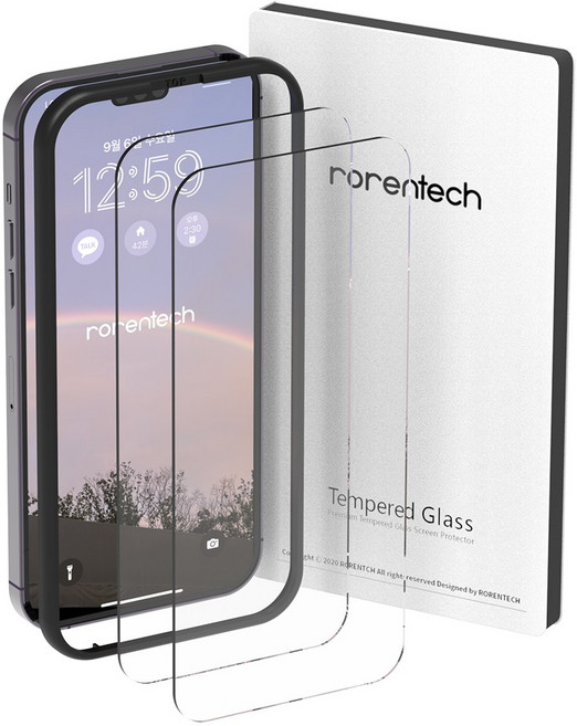 로랜텍 더스트넷 아이폰 강화유리 액정보호필름 2p, 1세트