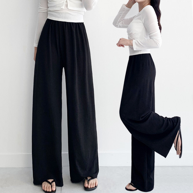 바바 체형커버!! 살랑살랑 여성 와이드 밴딩 팬츠 냉감소재