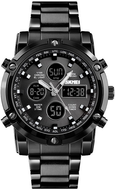 SKMEI SKEMI 1389 시간 미국 남성의 이중 운동 시계 일본 야외 스틸 테이블 발광 알람