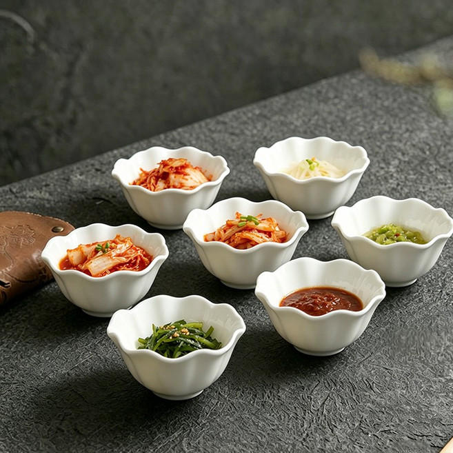 WHH 예쁜 소스볼 세트 북유럽풍 소스 접시 간장 종지 도자기 앞접시 소스 그릇, 6개, 화이트
