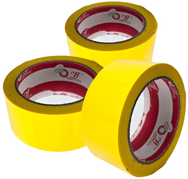 링비츠 박스 포장 컬러 테이프 더블 75m, 3개, 옐로우