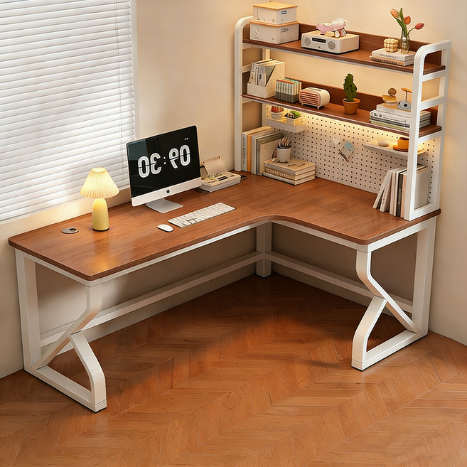 모던 감성 L자 코너 책상 수납선반 일체형 홈오피스 데스크, D02(오른쪽 모서리)