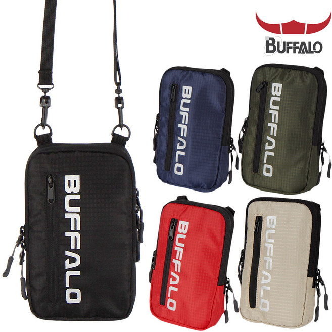 버팔로 2단 포켓 폰파우치 미니가방 크로스백, 블랙
