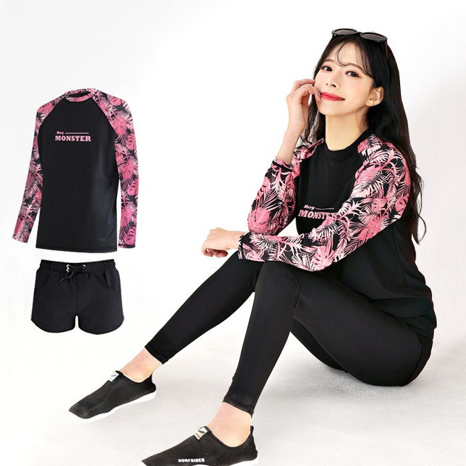 로이몬스터 남녀 상하의 세트 체형커버 인디고 오버핏래쉬가드 박시핏 루즈핏 빅사이즈 ~3XL 까지