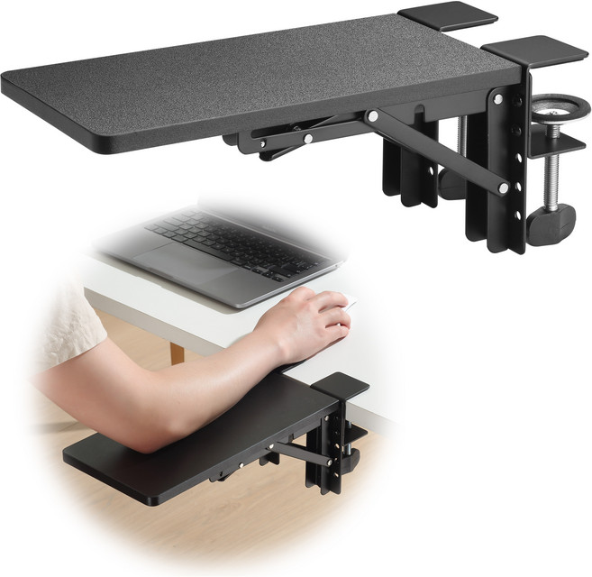 ETHU 책상 팔받침대 사무용 책상 연장 상판 손목받침대 접이식 팔걸이 거치대, Black3, 1개