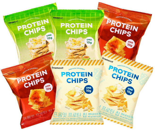 프롬잇 프로틴칩 3종 세트 (칠리+치즈+콘소메), 6개, 40g