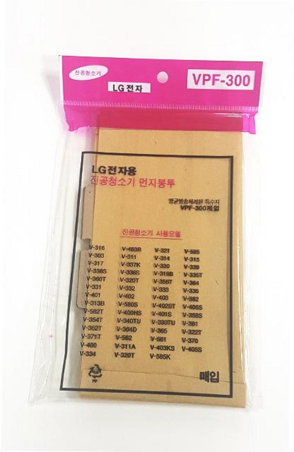 협력업체 LG전용 진공청소기용 먼지봉투(VPF-300) 5P 건식 청소기 종이필터 먼지봉투, 1개