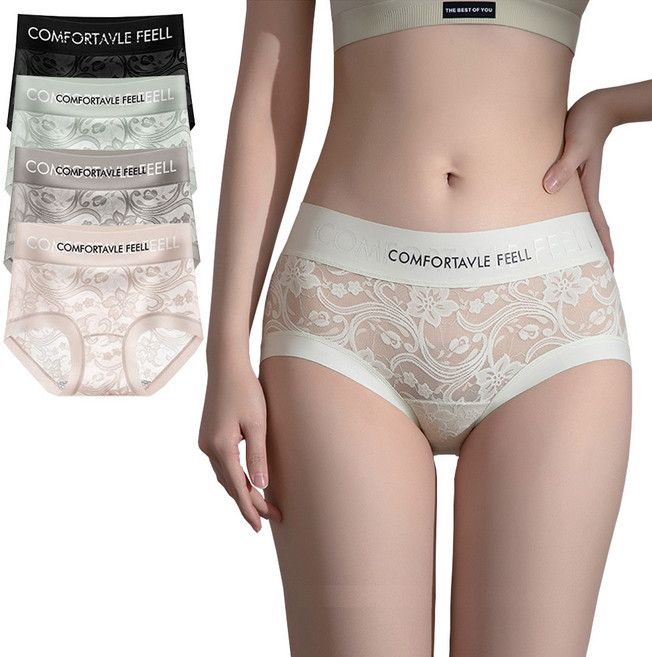 부드러운 신축 레이스 무봉제 여성 팬티 4P