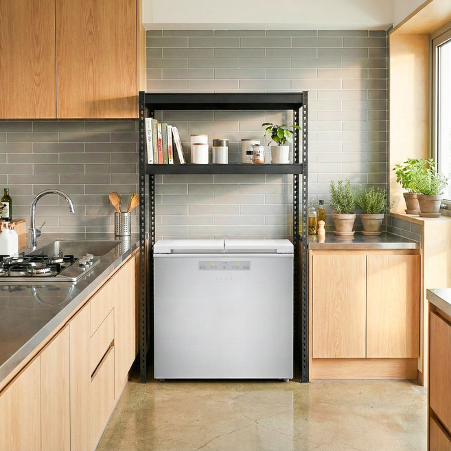 프라임앵글 김치냉장고 드럼세탁기 건조기 선반 펜트리 베란다 철제선반, 2.5단, 블랙