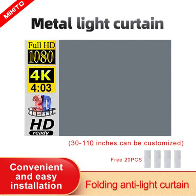 MIXITO 프로젝터 43 스케일 60 72 84 100 인치 HD 접이식 휴대용 스크린 홈 시네마 실내, 05 84 inc, 01 빠른